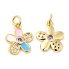 Brass with Cubic Zirconia Enamel Pendants KK-K343-05G-1