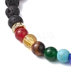 Adjustable Chakra 6mm Round Natural Dyed Malaysia Jade & Tiger Eye & Lava Rock BJEW-JB10614-3