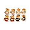 Enamel Lip Stud Earrings with 316 Surgical Stainless Steel Pins EJEW-A081-11G-1