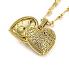 Brass Clear Cubic Zirconia Heart Pendant Necklaces for Women LS-NJEW-R100-01G-1
