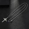 Brass Micro Pave Clear Zirconia Cross Pendant Necklaces NJEW-M211-05B-P-4