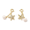 Natural Pearl Spring Ring Clasp Charms KK-I697-06G-2