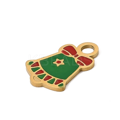 Christmas 304 Stainless Steel Enamel Charms STAS-I356-02G-07-1