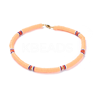 Handmade Polymer Clay Heishi Beads Choker Necklaces NJEW-JN02446-02-1