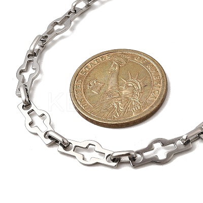 304 Stainless Steel Cross Link Chain Necklaces for Women Men NJEW-JN05432-02-1