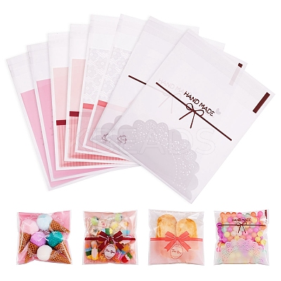 100Pcs 4 Styles Bowknot/Flower OPP Bakeware Bags ABAG-TA0001-50-1