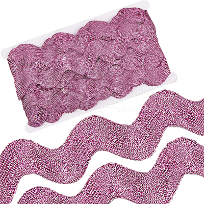 10 Yard Metallic Polyester Wavy Fringe Trim Ribbon SRIB-GF0001-38Q-1