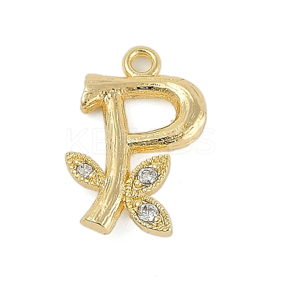 Brass Crystal Rhinestone Letter Links Connector Charms KK-S395-06G-P-1
