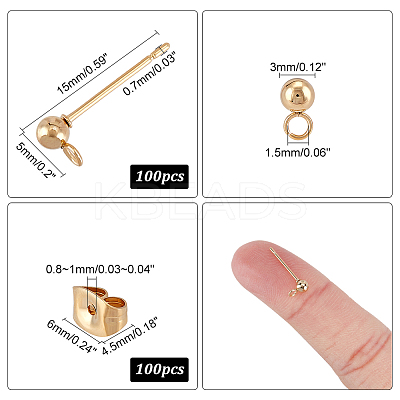 100Pcs 304 Stainless Steel Ball Stud Earring Post STAS-DC0011-28-1