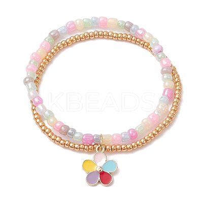Glass Seed Double Layer Multi-strand Bracelets BJEW-MZ00055-03-1