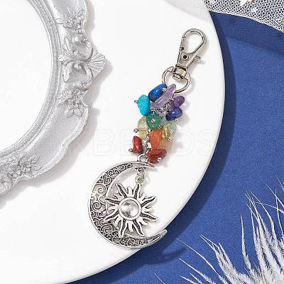 Natural & Synthetic Mixed Gemstone Chip Pendant Decorations HJEW-JM01685-1