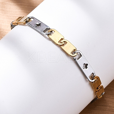 201 Stainless Steel Oval Link Chain Bracelets BJEW-B078-147GP-1