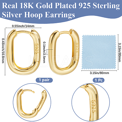 1 Pair 925 Sterling Silver Hoop Earrings EJEW-BBC0001-83G-1