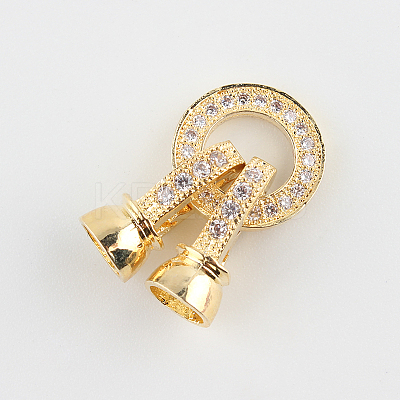 Brass Micro Pave Cubic Zirconia Fold Over Clasps LS-ZIRC-P003-27G-1