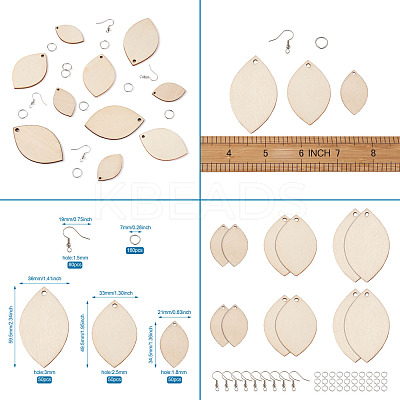 DIY Unfinished Wooden Pendant Earring Making Kits DIY-YS0001-16-1