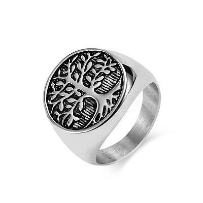 Retro Stainless Steel Tree of Life Finger Ring FIND-PW0020-06B-AS-1