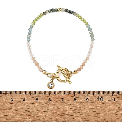 Gradient Natural Mixed Stone Faceted Round Beaded Bracelets BJEW-JB14398-03-1