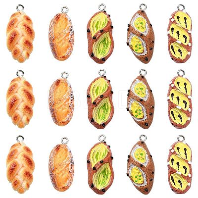 30Pcs 5 Styles Resin Imitation Food Pendants FIND-CJ0002-49-1
