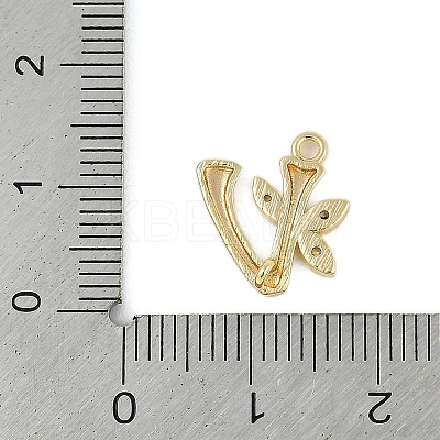 Brass Crystal Rhinestone Letter Links Connector Charms KK-S395-06G-V-1