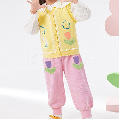 21Pcs 7 Colors Tulip Flower Shape Polyester Knitted Appliques PATC-FG0001-34-1