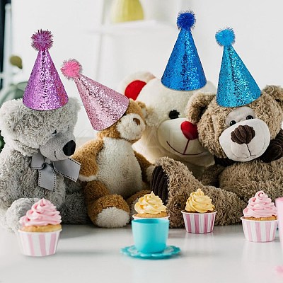 16Pcs 8 Colors  Polyester Pet Birthday Hat AJEW-GO0002-19-1
