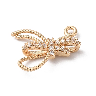Brass Micro Pave Clear Cubic Zirconia Pendants KK-C062-075G-1