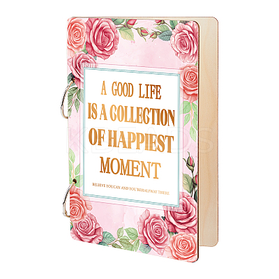 Wooden 2-Ring Loose Leaf Binder Postcard Phote Album Cover DIY-WH0547-048-1