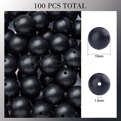 100Pcs Silicone Beads Round Rubber Bead 15MM Loose Spacer Beads for DIY Supplies Jewelry Keychain Making JX452A-1