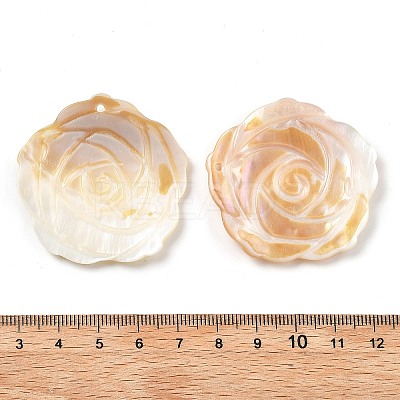 Natural Freshwater Shell Carved Pendants SHEL-Z002-01-1