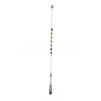 Mixed Natural Gemstone Pointed Drowsing Pendulums PALLOY-JF01991-1