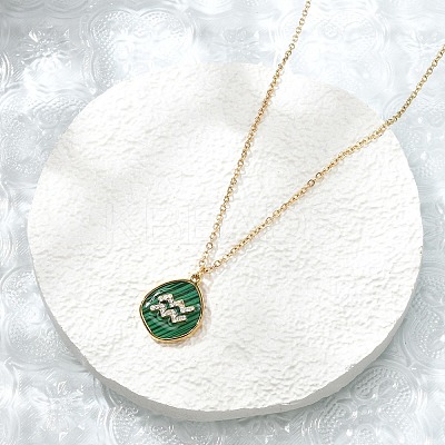304 Stainless Steel Micro Pave Cubic Zirconia constellation Pendant Necklaces NJEW-R021-01G-11-1