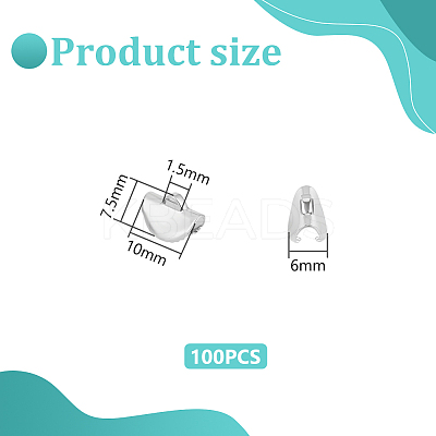100Pcs 304 Stainless Steel Ribbon Crimp Ends STAS-UN0054-94-1
