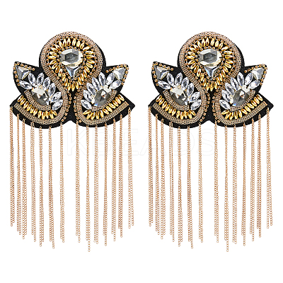 2Pcs Iron & Felt Fashion Tassel Epaulette AJEW-FH0004-04B-1