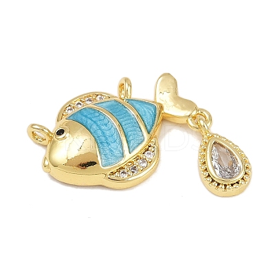 Brass Micro Pave Cubic Zirconia Pendants KK-F908-06G-01-1