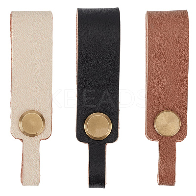 3Pcs 3 Colors Cowhide Leather Keychains KEYC-CL0001-32-1