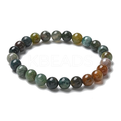 Natural Indian Agate Bead Stretch Bracelets X-BJEW-K212-B-010-1
