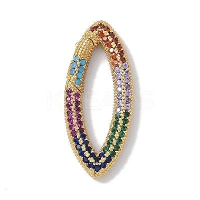 Rack Plating Brass Micro Pave Cubic Zirconia Twister Clasps KK-NH0002-09G-02-1