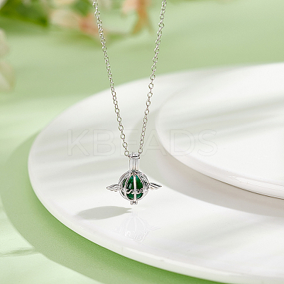 1Pc 925 Sterling Silver Hollow Bead Cage Pendants STER-PH0003-81P-1