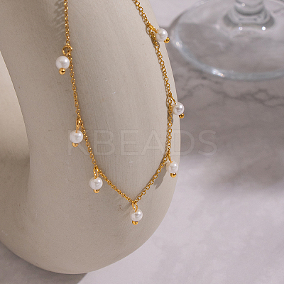 Elegant Round White Imitation Pearl Pendant Bib Necklaces FU4888-1