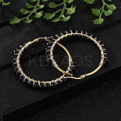 Beaded Hoop Earrings EJEW-JE03830-04-1