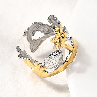 304 Stainless Steel Cuff Rings for Women LS-RJEW-F193-01GP-1