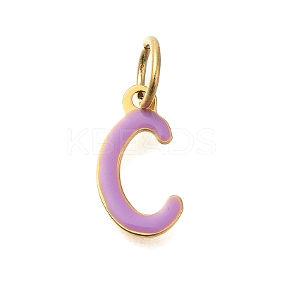 Ion Plating(IP) 304 Stainless Steel Enamel Alphabet Charms STAS-F308-02G-C-1