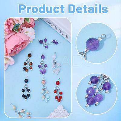 12Pcs 6 Style Natural & Synthetic Gemstone Pendants PALLOY-CA00029-1