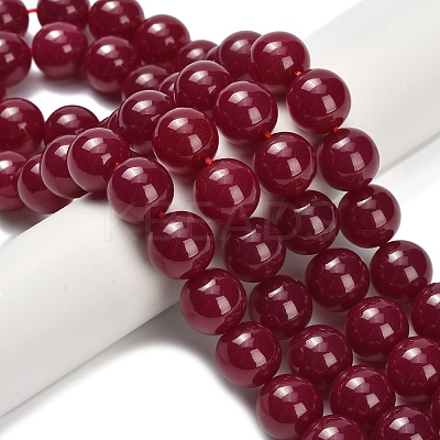 Lab Grown Red Corundum Beads Strands G-L634-B03-12mm-1