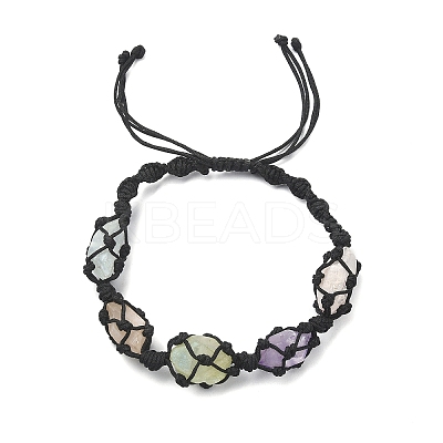 Dyed Natural Quartz Crystal Braided Bead Bracelets BJEW-TA00346-01-1