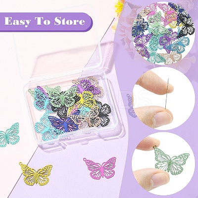 18Pcs 9 Colors Electrophoresis 430 Stainless Steel Pendants STAS-YW0011-16-1