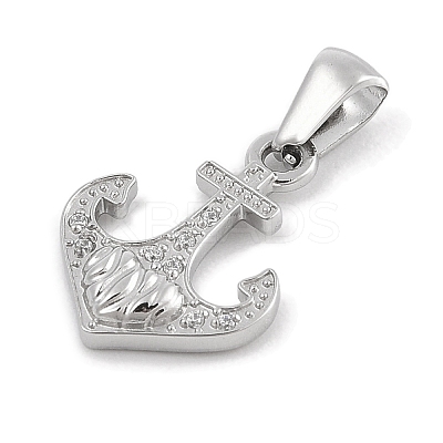 304 Stainless Steel Micro Pave Cubic Zirconia Pendants STAS-D112-03P-05-1