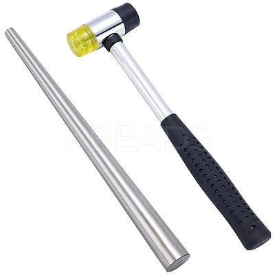 Jewelry Making Tool Sets of Steel Ring Mandrel Bend Stick and Double Face Rubber Steel Handle Hammer TOOL-PH0002-03-1