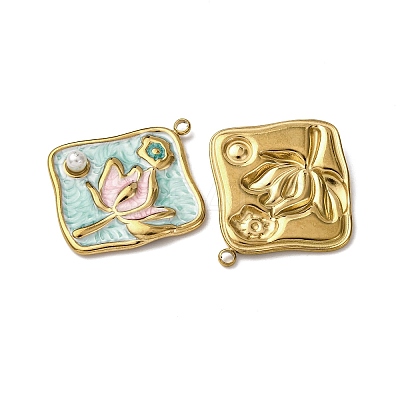 304 Stainless Steel Enamel Pendants STAS-P406-26D-G-1