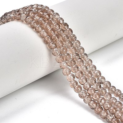 1 Strand Transparent Crackle Glass Round Beads Strands X-CCG-Q001-4mm-07-1